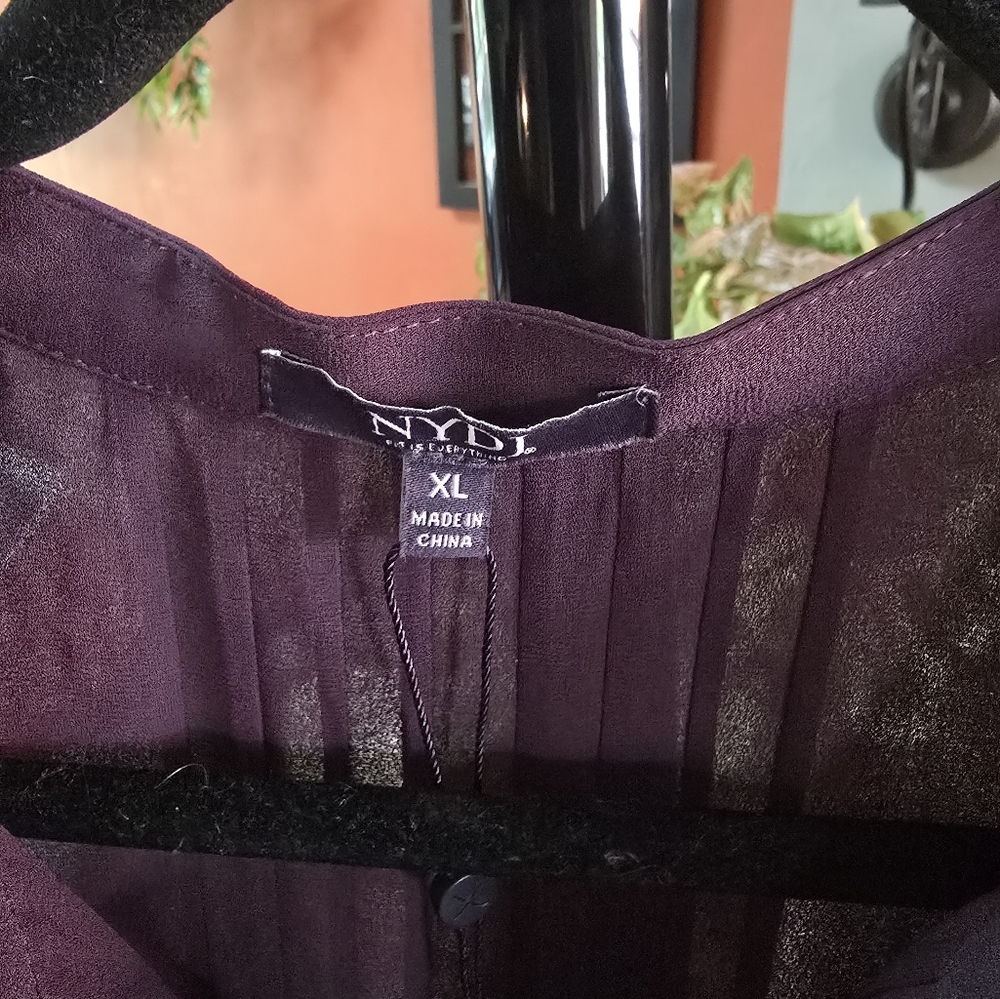NYDJ Pleated Eggplant Blouse XL - Picture 2 of 7
